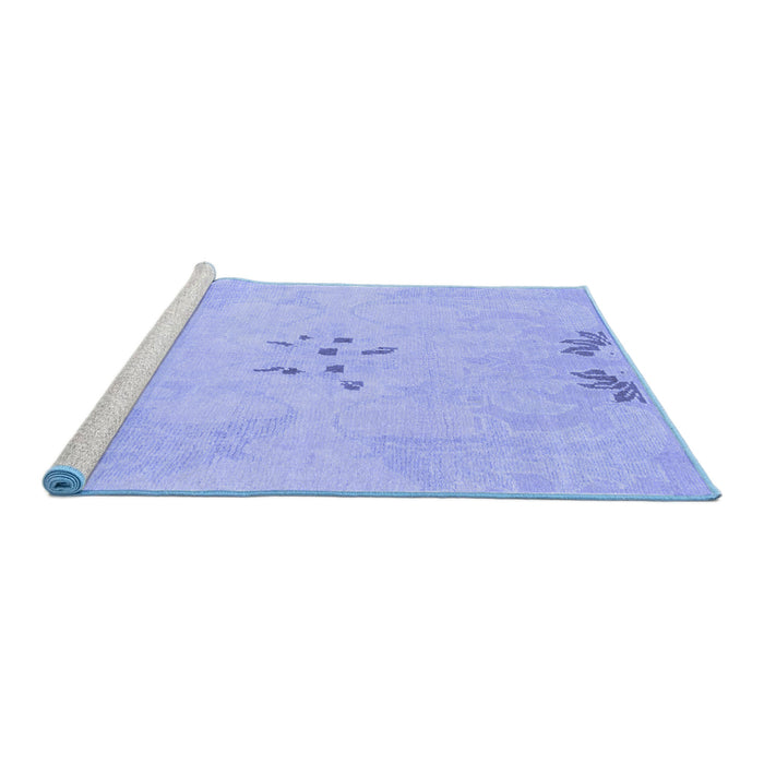 Sideview of Machine Washable Abstract Blue Modern Rug, wshabs1084blu