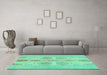 Machine Washable Abstract Turquoise Modern Area Rugs in a Living Room,, wshabs1085turq