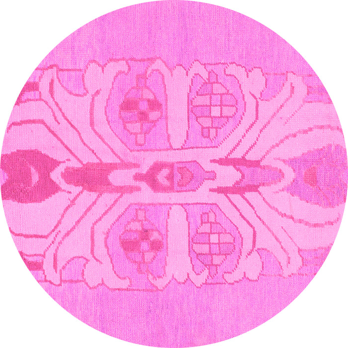 Round Machine Washable Abstract Pink Modern Rug, wshabs1085pnk