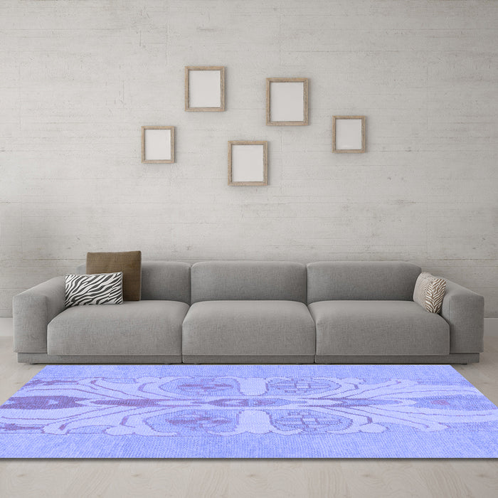 Machine Washable Abstract Blue Modern Rug in a Living Room, wshabs1085blu