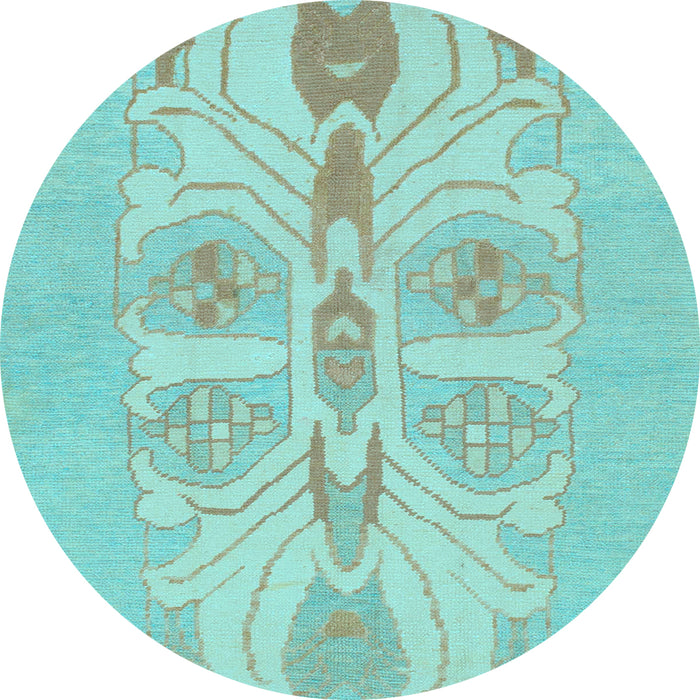 Round Abstract Light Blue Modern Rug, abs1085lblu