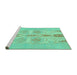 Sideview of Machine Washable Abstract Turquoise Modern Area Rugs, wshabs1085turq