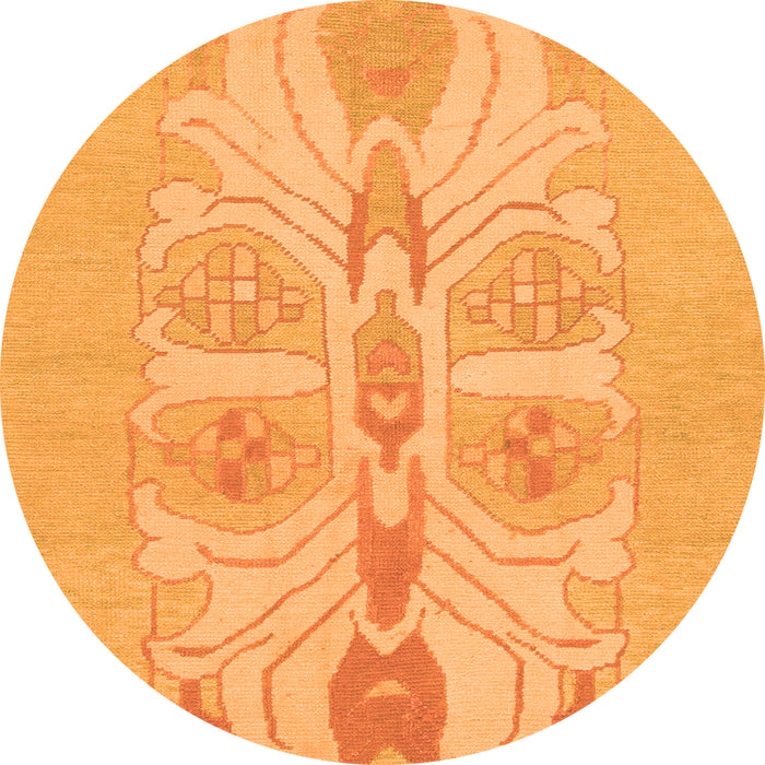 Round Machine Washable Abstract Orange Modern Area Rugs, wshabs1085org