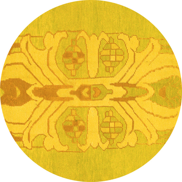 Round Machine Washable Abstract Yellow Modern Rug, wshabs1085yw