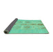 Sideview of Abstract Turquoise Modern Rug, abs1085turq