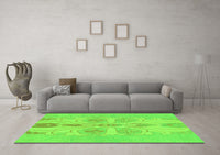 Machine Washable Abstract Green Modern Rug, wshabs1085grn