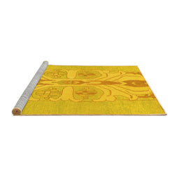 Sideview of Machine Washable Abstract Yellow Modern Rug, wshabs1085yw