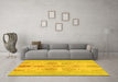 Machine Washable Abstract Yellow Modern Rug in a Living Room, wshabs1085yw