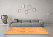 Machine Washable Abstract Orange Modern Area Rugs in a Living Room, wshabs1085org