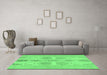 Machine Washable Abstract Emerald Green Modern Area Rugs in a Living Room,, wshabs1085emgrn