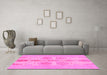 Machine Washable Abstract Pink Modern Rug in a Living Room, wshabs1085pnk