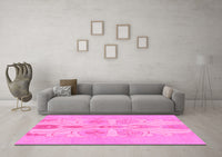 Machine Washable Abstract Pink Modern Rug, wshabs1085pnk