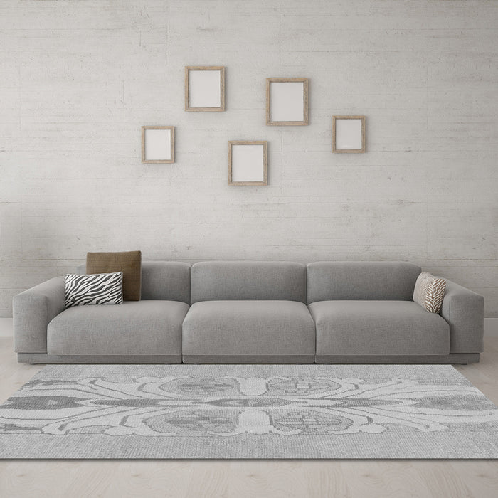 Machine Washable Abstract Gray Modern Rug in a Living Room,, wshabs1085gry