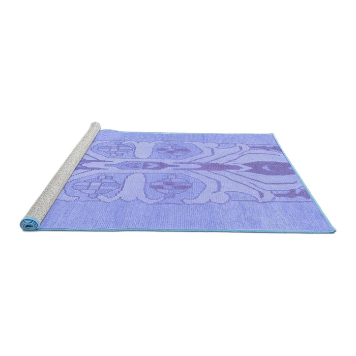 Sideview of Machine Washable Abstract Blue Modern Rug, wshabs1085blu