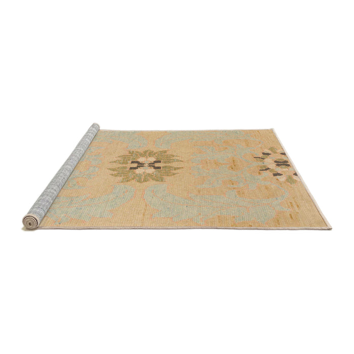 Sideview of Machine Washable Abstract Yellow Rug, wshabs1086