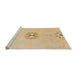 Sideview of Machine Washable Abstract Yellow Rug, wshabs1086