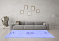 Machine Washable Abstract Blue Modern Rug, wshabs1086blu