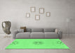 Machine Washable Abstract Emerald Green Modern Area Rugs in a Living Room,, wshabs1086emgrn