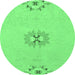 Round Abstract Emerald Green Modern Rug, abs1086emgrn