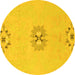 Round Machine Washable Abstract Yellow Modern Rug, wshabs1086yw