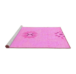 Sideview of Machine Washable Abstract Pink Modern Rug, wshabs1086pnk