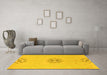 Machine Washable Abstract Yellow Modern Rug in a Living Room, wshabs1086yw