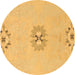 Round Abstract Brown Modern Rug, abs1086brn