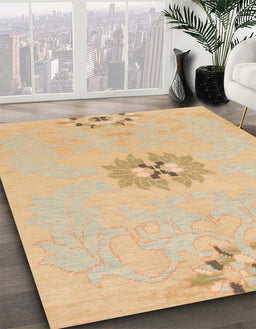 Machine Washable Abstract Yellow Rug in a Family Room, wshabs1086