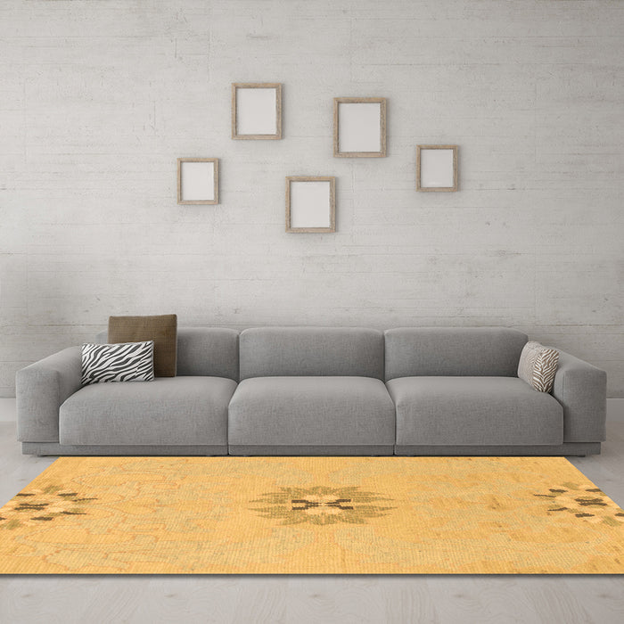 Machine Washable Abstract Brown Modern Rug in a Living Room,, wshabs1086brn