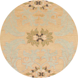 Round Machine Washable Abstract Yellow Rug, wshabs1086