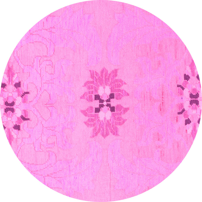 Round Machine Washable Abstract Pink Modern Rug, wshabs1086pnk