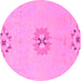 Round Machine Washable Abstract Pink Modern Rug, wshabs1086pnk