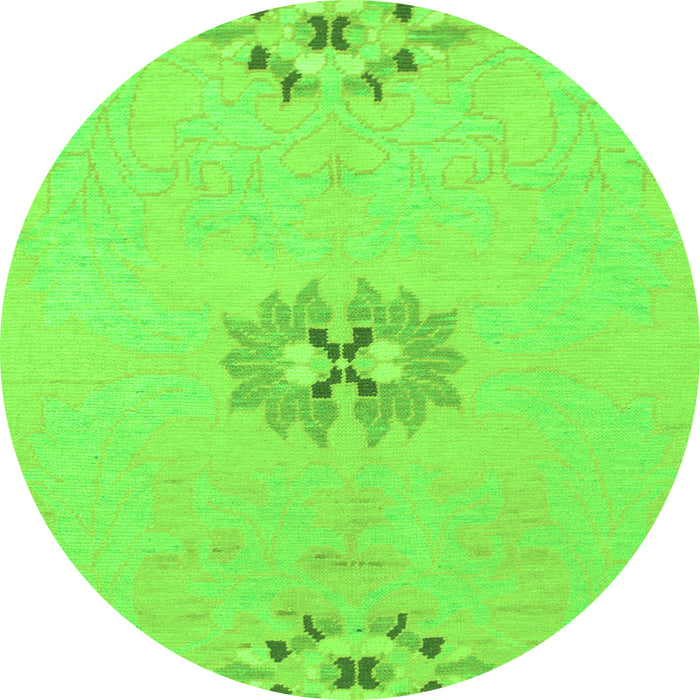 Round Machine Washable Abstract Green Modern Area Rugs, wshabs1086grn