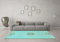 Machine Washable Abstract Light Blue Modern Rug, wshabs1086lblu