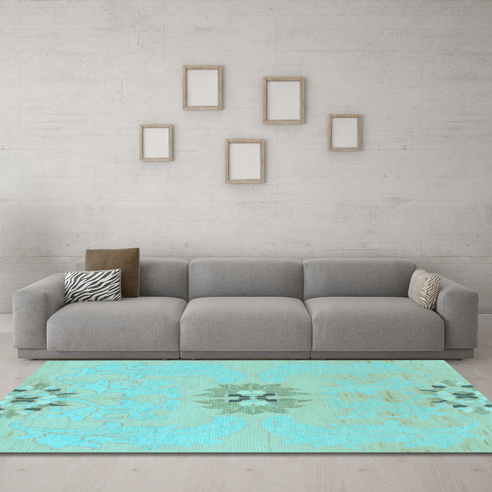 Machine Washable Abstract Light Blue Modern Rug in a Living Room, wshabs1086lblu
