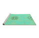Sideview of Machine Washable Abstract Turquoise Modern Area Rugs, wshabs1086turq