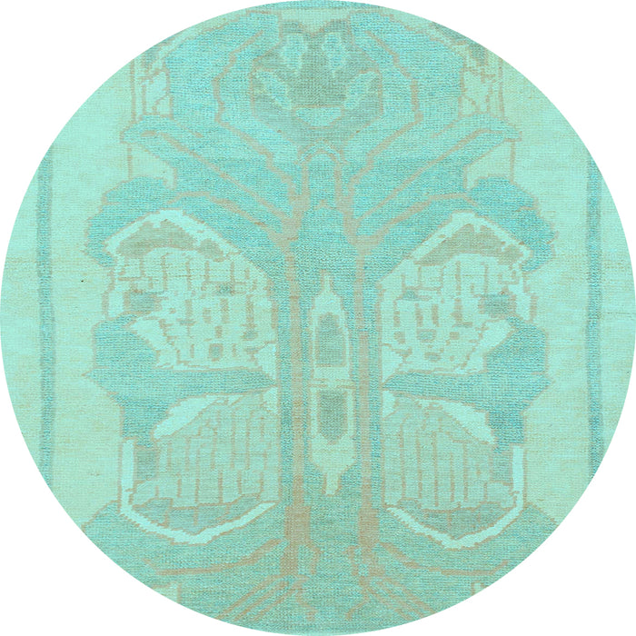 Round Abstract Light Blue Modern Rug, abs1087lblu