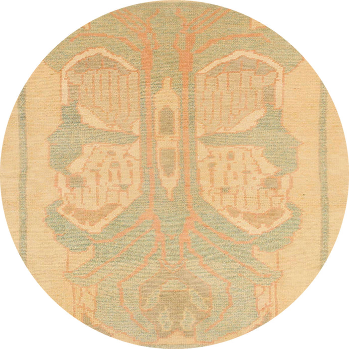 Round Machine Washable Abstract Orange Rug, wshabs1087