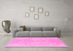 Machine Washable Abstract Pink Modern Rug in a Living Room, wshabs1087pnk