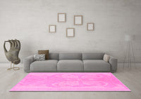 Machine Washable Abstract Pink Modern Rug, wshabs1087pnk