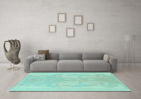 Machine Washable Abstract Light Blue Modern Rug, wshabs1087lblu