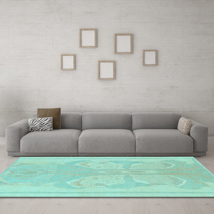 Machine Washable Abstract Light Blue Modern Rug in a Living Room, wshabs1087lblu