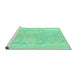 Sideview of Machine Washable Abstract Turquoise Modern Area Rugs, wshabs1087turq