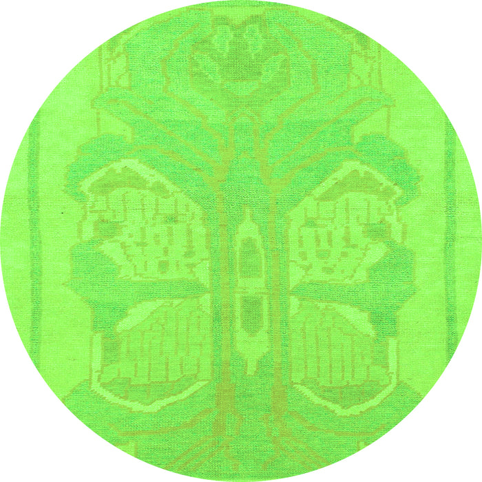 Round Machine Washable Abstract Green Modern Area Rugs, wshabs1087grn