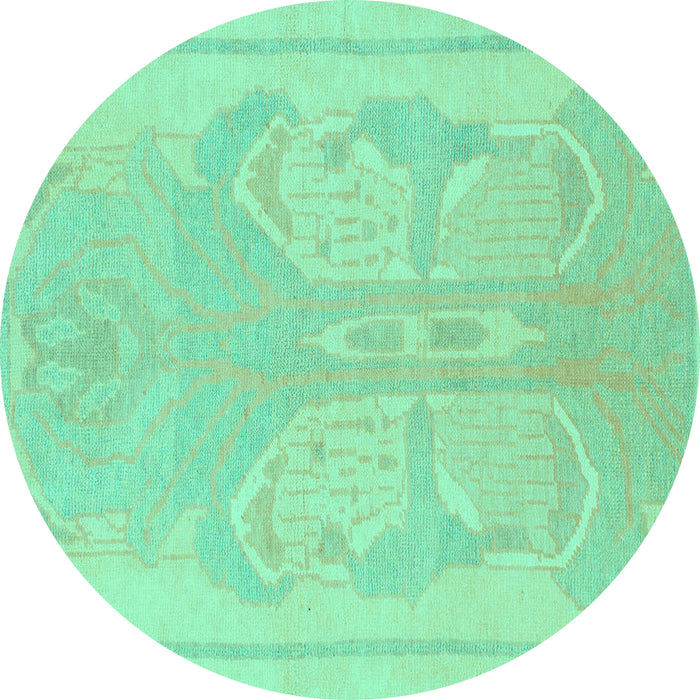 Round Machine Washable Abstract Turquoise Modern Area Rugs, wshabs1087turq