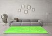 Machine Washable Abstract Green Modern Area Rugs in a Living Room,, wshabs1087grn
