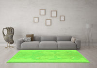 Machine Washable Abstract Green Modern Rug, wshabs1087grn