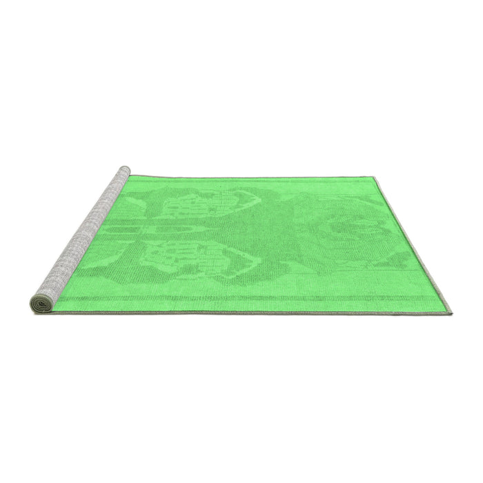 Sideview of Machine Washable Abstract Emerald Green Modern Area Rugs, wshabs1087emgrn
