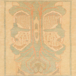 Round Abstract Orange Modern Rug, abs1087