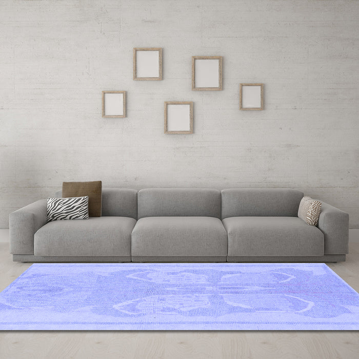 Machine Washable Abstract Blue Modern Rug in a Living Room, wshabs1087blu